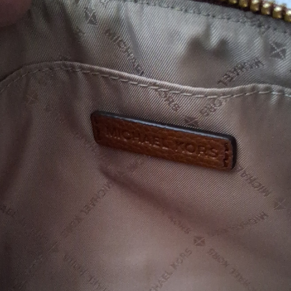 Michael Kors Large Tan and Brown Logo Wristlet EUC - Picture 4 of 6